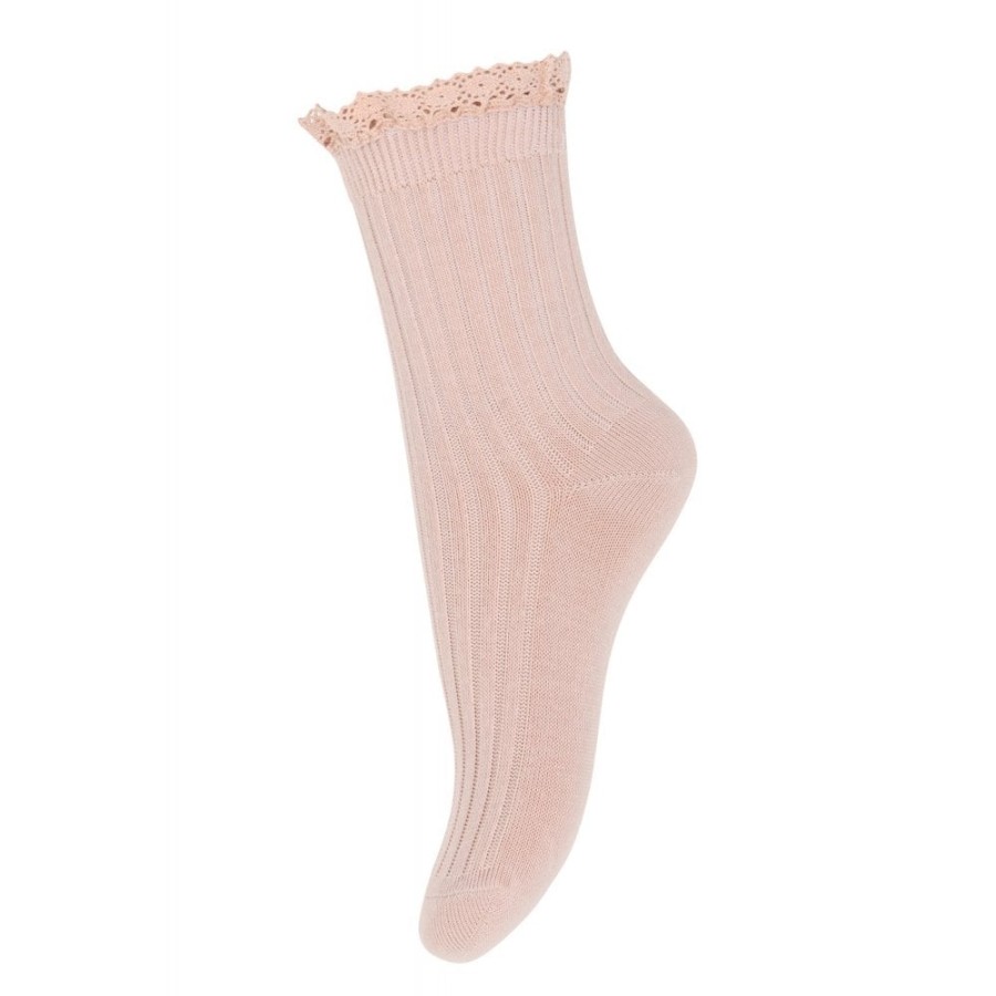 Clothing & Accessories The Children's Shoe Company Socks | Julia Socks With Lace In Rose Dust