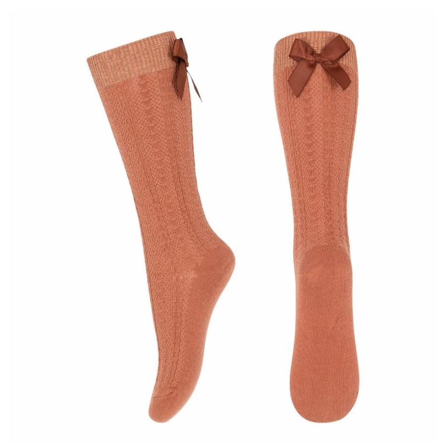 Clothing & Accessories The Children's Shoe Company Socks | Annie Knee Socks In Copper Brown