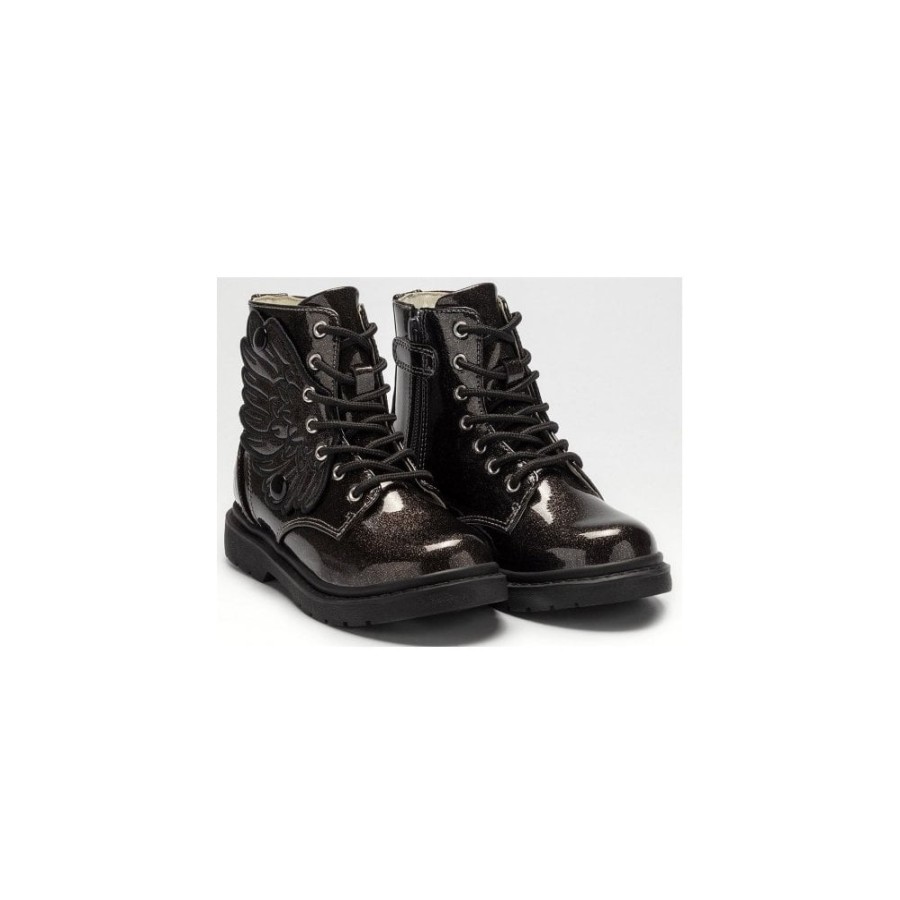 Girls The Children's Shoe Company Short Boots | Ali Di Fata Black Glitter Boot