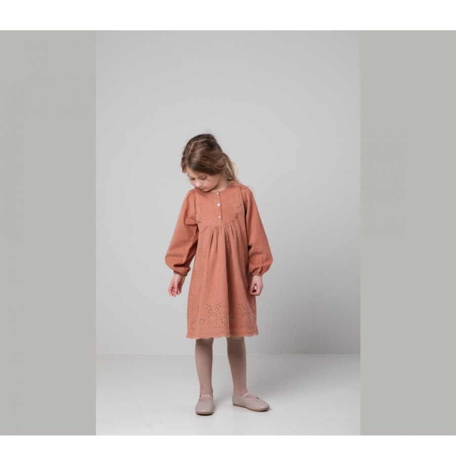 Clothing & Accessories The Children's Shoe Company Dresses | Daphny Fine Cord Dress Iin Soft Hazel