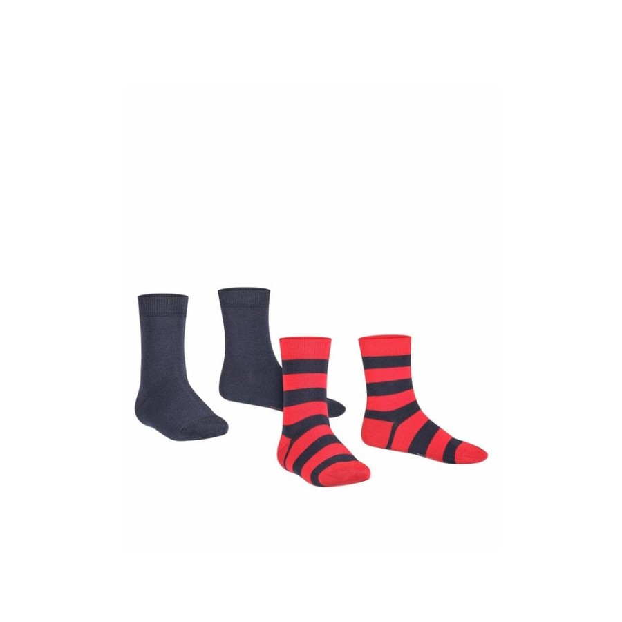 Clothing & Accessories The Children's Shoe Company Socks | Happy Stripe Socks 2Pairs Navy Red