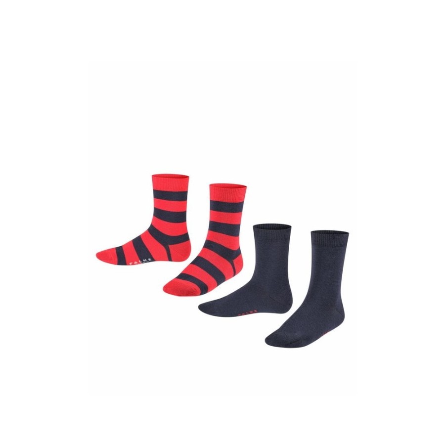 Clothing & Accessories The Children's Shoe Company Socks | Happy Stripe Socks 2Pairs Navy Red