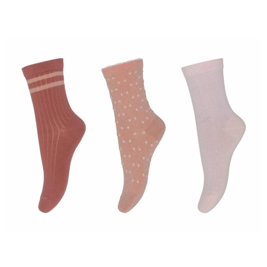 Clothing & Accessories The Children's Shoe Company Socks | Ella 3Prs Socks In Guava