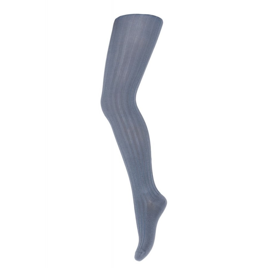 Clothing & Accessories The Children's Shoe Company Tights | Cotton Rib Tights In Stone Blue