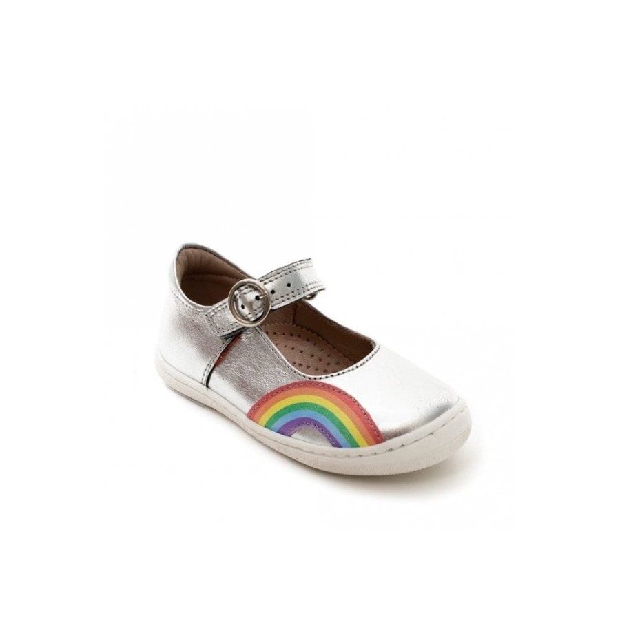 Girls The Children's Shoe Company Mary Jane | Rainbow Mary Jane Shoe In Silver Pearlescent